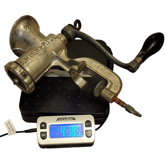 Vintage Antique Enterprise No #5 Tinned Cast Iron Meat Grinder Made in USA - Picture 11 of 11